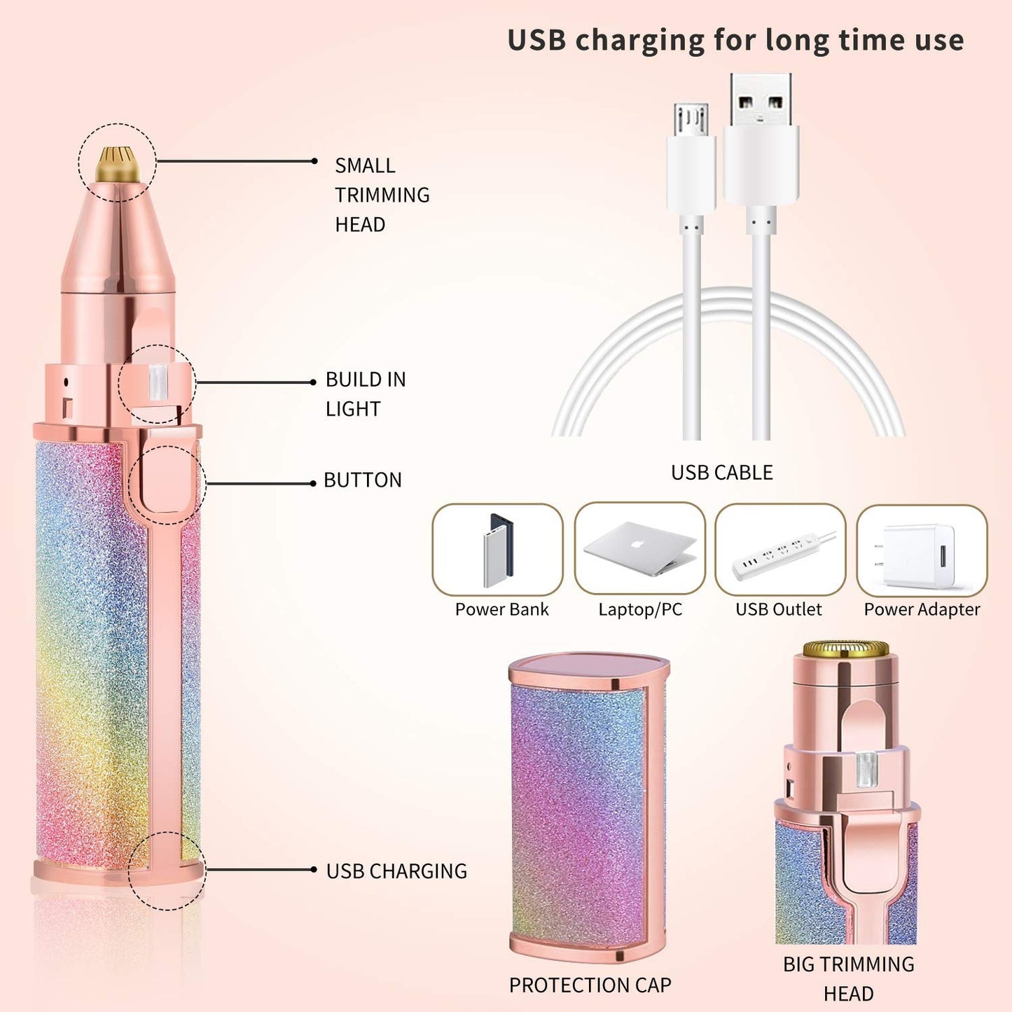 2-in-1 Eyebrow Trimmer & Facial Hair Remover for Women