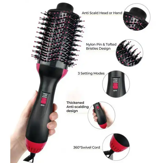 3-in-1 Hair Dryer Brush, Straightener & Curler
