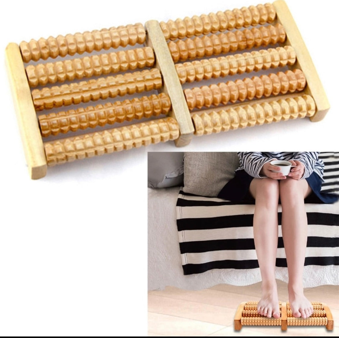Wooden rooler Footer Massager