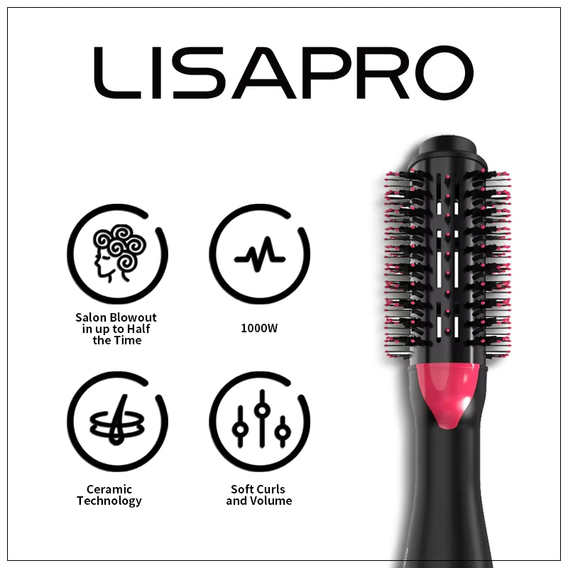 3-in-1 Hair Dryer Brush, Straightener & Curler